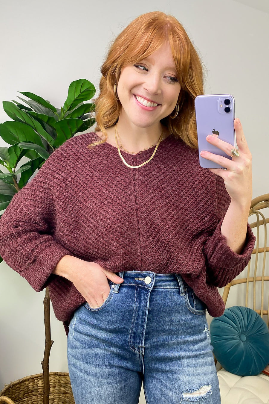 Red Bean / S Cozy Affection Cable Knit Sweater - FINAL SALE - Madison and Mallory