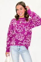 Cozy Bouquet Floral Fuzzy Knit Sweater - FINAL SALE - Madison and Mallory
