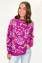 Cozy Bouquet Floral Fuzzy Knit Sweater - FINAL SALE - Madison and Mallory