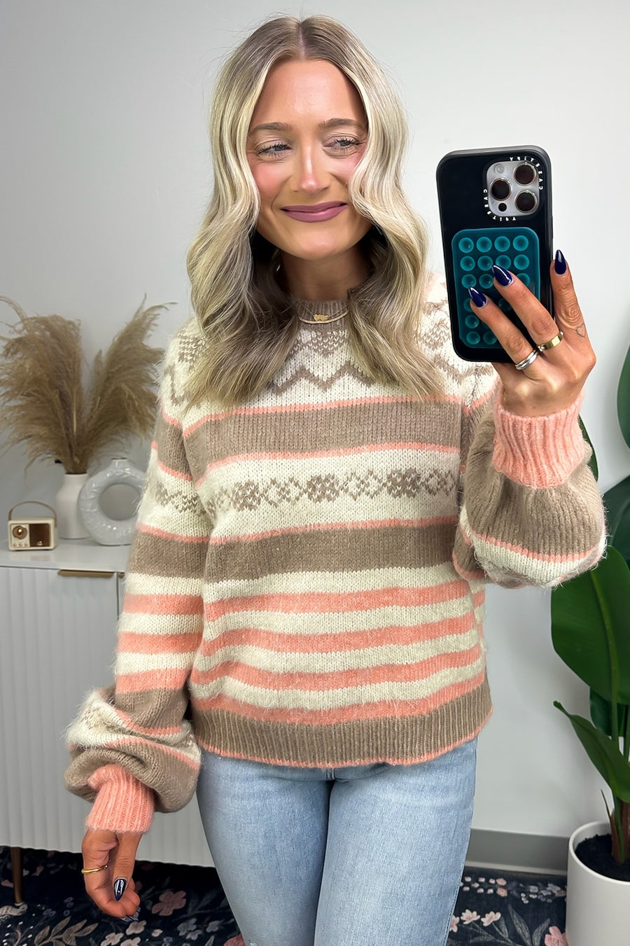  Cozy Captivation Fair Isle Color Block Sweater - Madison and Mallory