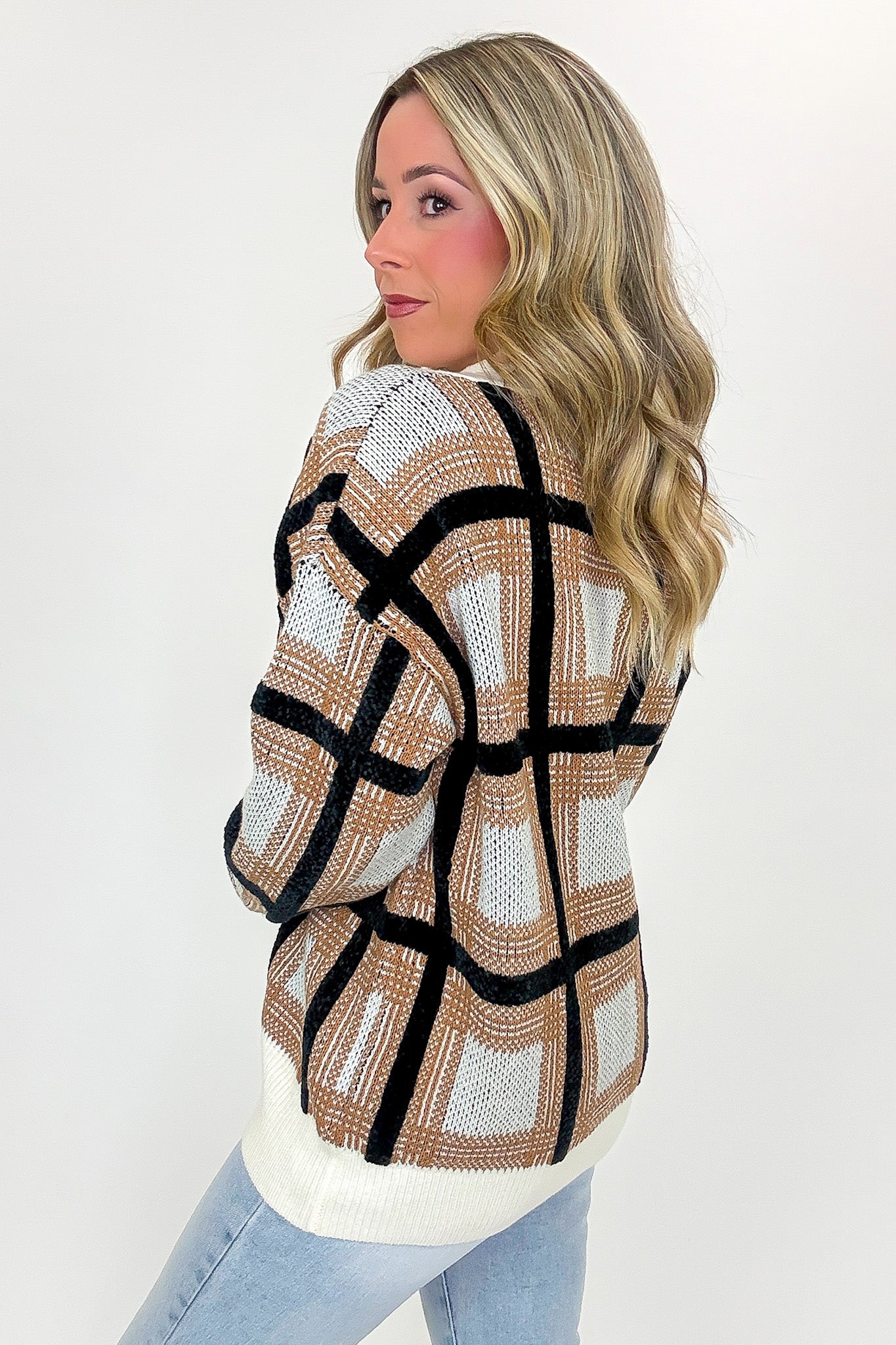 Cozy Check Plaid Boyfriend Cardigan