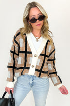 S / Caramel Cozy Check Plaid Boyfriend Cardigan - FINAL SALE - Madison and Mallory