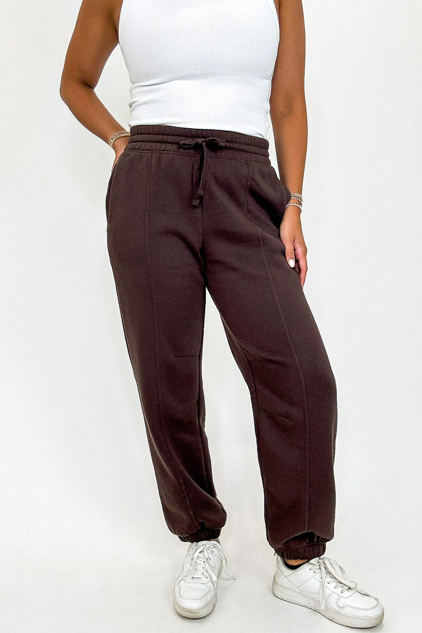 Espresso / S Cozy Circuit French Terry Fleece Jogger Sweatpant - FINAL SALE - Madison and Mallory