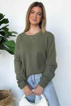 Light Olive / S Cozy Comfort Round Neck Sweater - FINAL SALE - Madison and Mallory