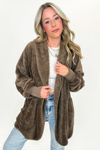 Mocha / SM Cozy Crest Hooded Faux Fur Jacket - FINAL SALE - Madison and Mallory
