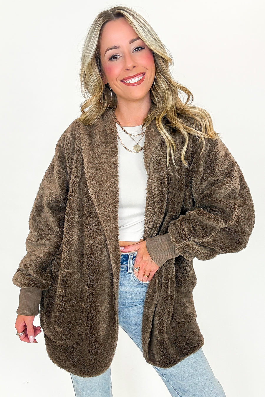Cozy Crest Hooded Faux Fur Jacket - Madison and Mallory