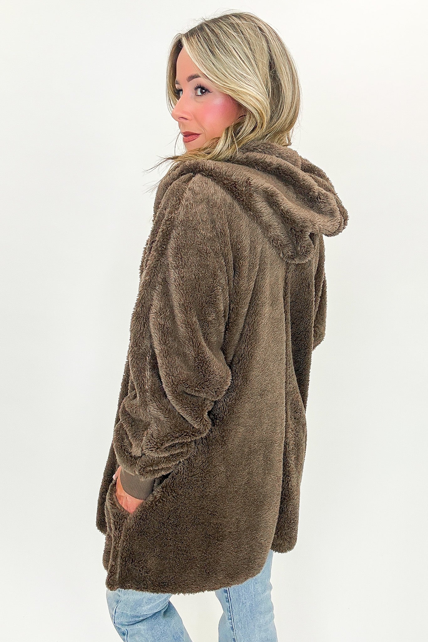 Cozy Crest Hooded Faux Fur Jacket - FINAL SALE - Madison and Mallory