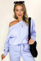Cozy Drape French Terry Fleece Off Shoulder Sweatshirt - FINAL SALE - Madison and Mallory