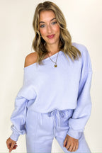 Cozy Drape French Terry Fleece Off Shoulder Sweatshirt - FINAL SALE - Madison and Mallory