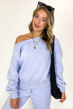 Cozy Drape French Terry Fleece Off Shoulder Sweatshirt - FINAL SALE