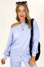 Cozy Drape French Terry Fleece Off Shoulder Sweatshirt - FINAL SALE - Madison and Mallory