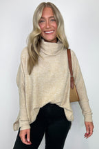 Cozy Harmony Brushed Melange Knit Cowl Neck Poncho Sweater - FINAL SALE - Madison and Mallory