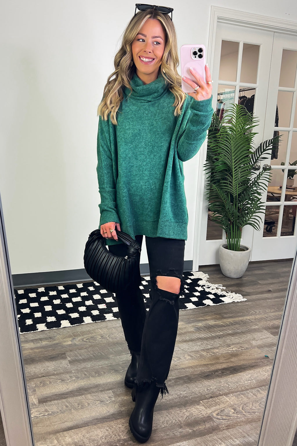 Cozy Harmony Brushed Melange Knit Cowl Neck Poncho Sweater - FINAL SALE - Madison and Mallory