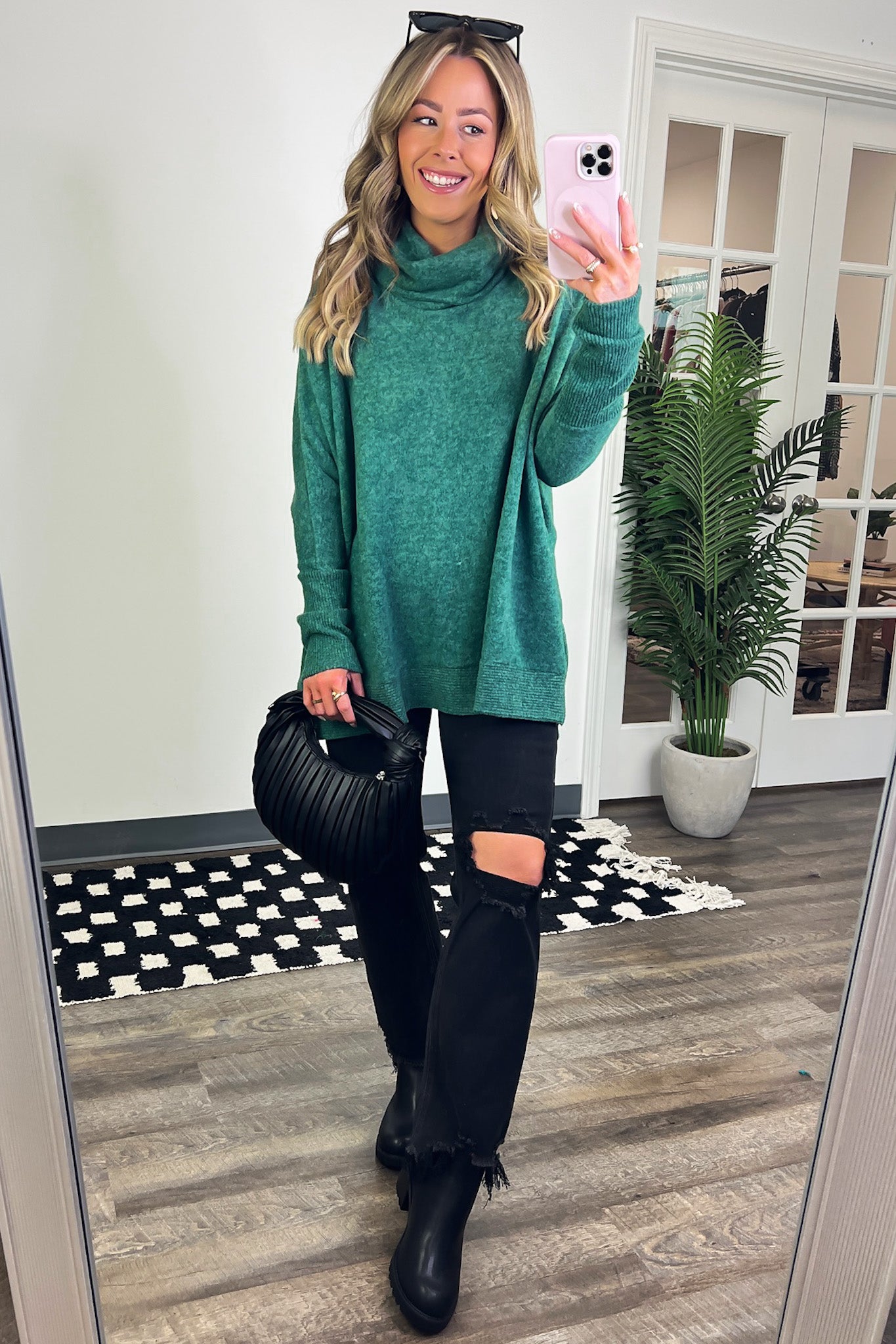 Cozy Harmony Brushed Melange Knit Cowl Neck Poncho Sweater - FINAL SALE - Madison and Mallory