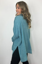 Cozy Harmony Brushed Melange Knit Cowl Neck Poncho Sweater - FINAL SALE - Madison and Mallory