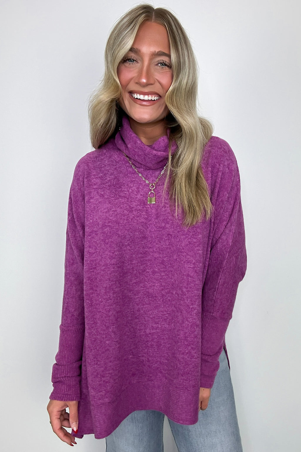 Cozy Harmony Brushed Melange Knit Cowl Neck Poncho Sweater - FINAL SALE - Madison and Mallory