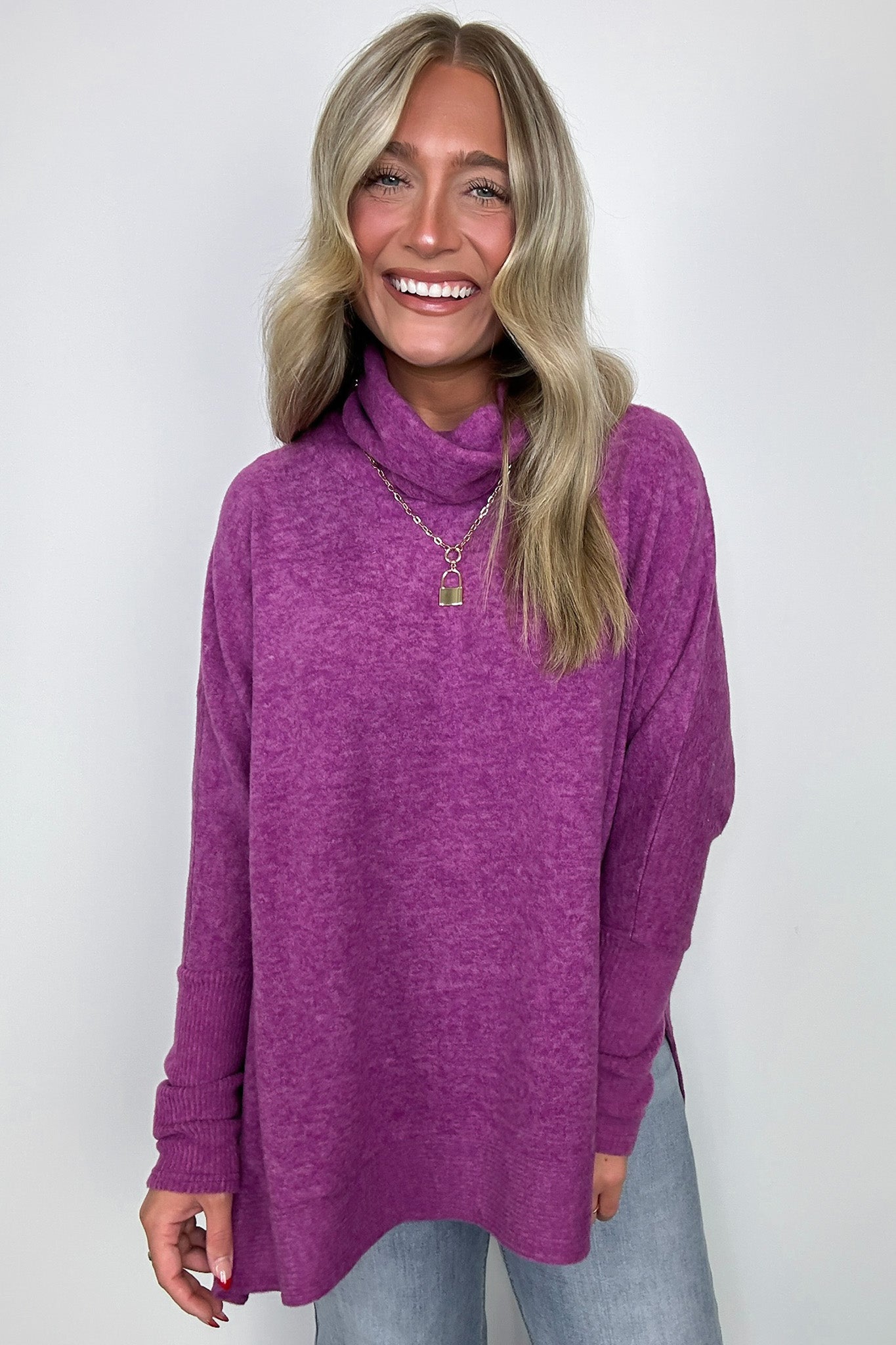  Cozy Harmony Brushed Melange Knit Cowl Neck Poncho Sweater - BACK IN STOCK - Madison and Mallory