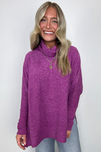 Cozy Harmony Brushed Melange Knit Cowl Neck Poncho Sweater - FINAL SALE - Madison and Mallory