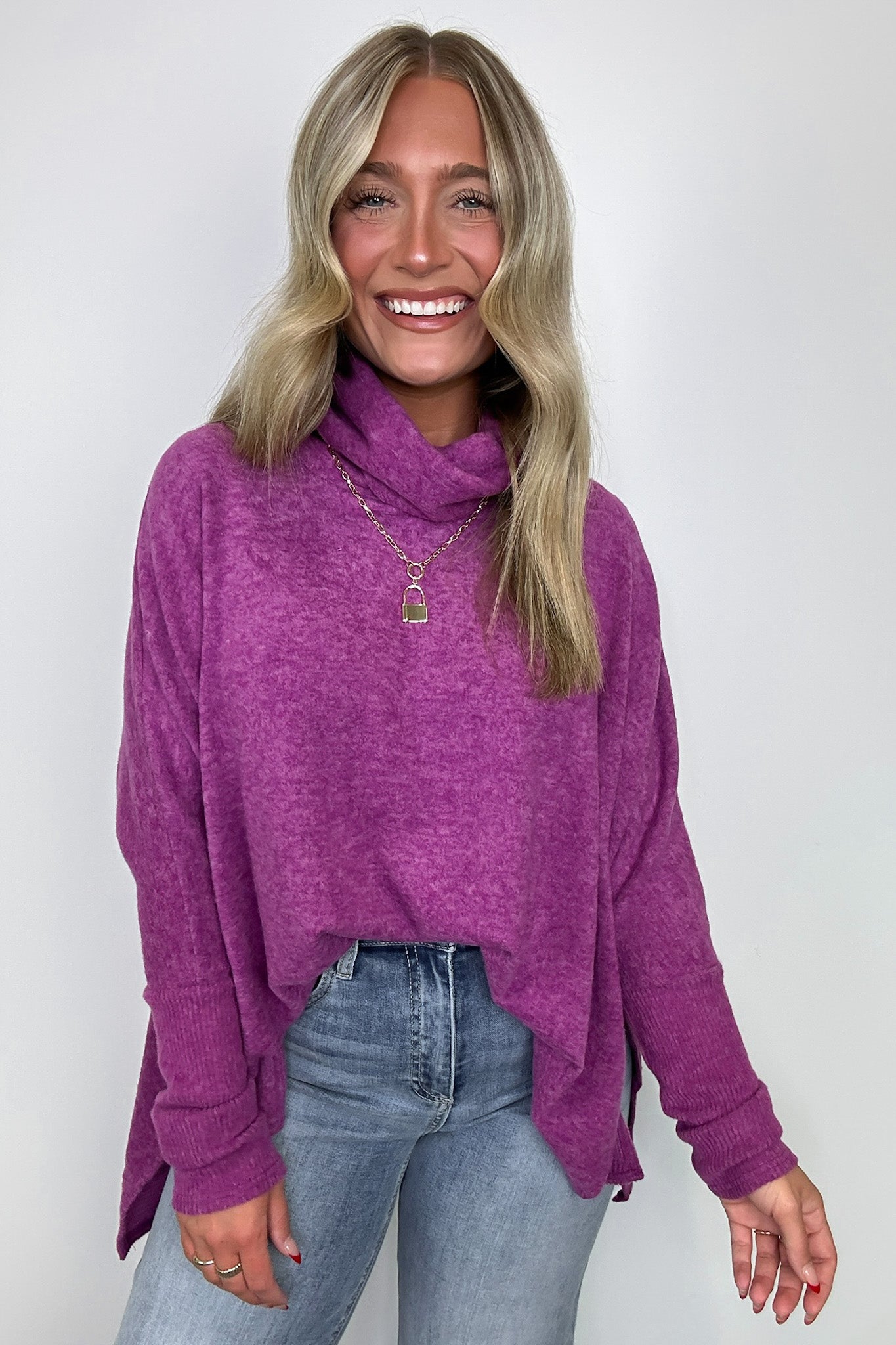  Cozy Harmony Brushed Melange Knit Cowl Neck Poncho Sweater - BACK IN STOCK - Madison and Mallory