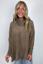 Cozy Harmony Brushed Melange Knit Cowl Neck Poncho Sweater - FINAL SALE - Madison and Mallory