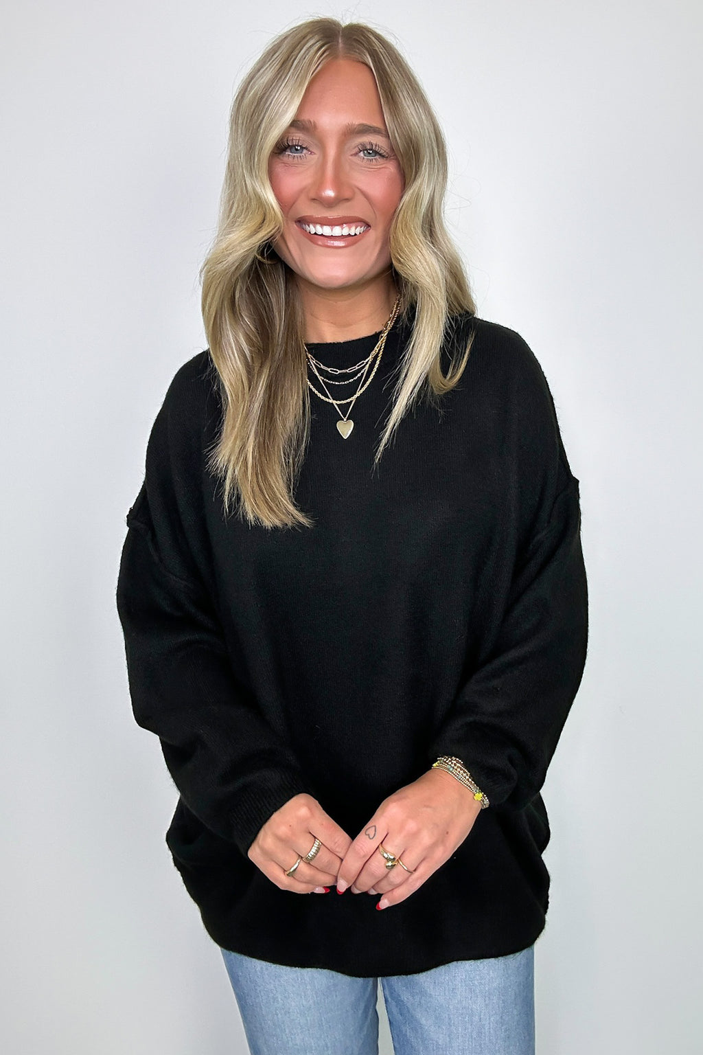  Cozy Midnights Oversized Round Neck Sweater - BACK IN STOCK - Madison and Mallory