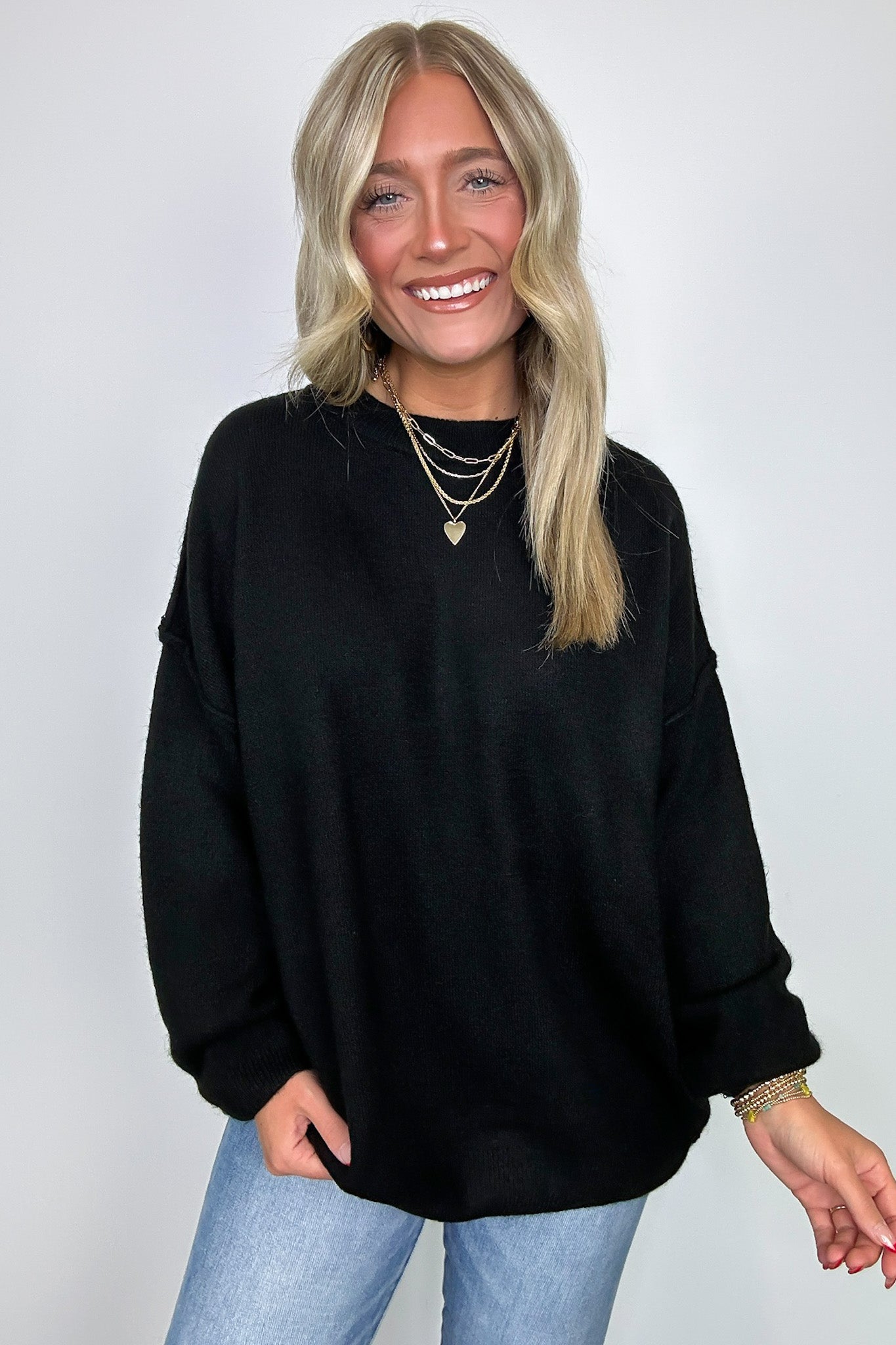  Cozy Midnights Oversized Round Neck Sweater - BACK IN STOCK - Madison and Mallory