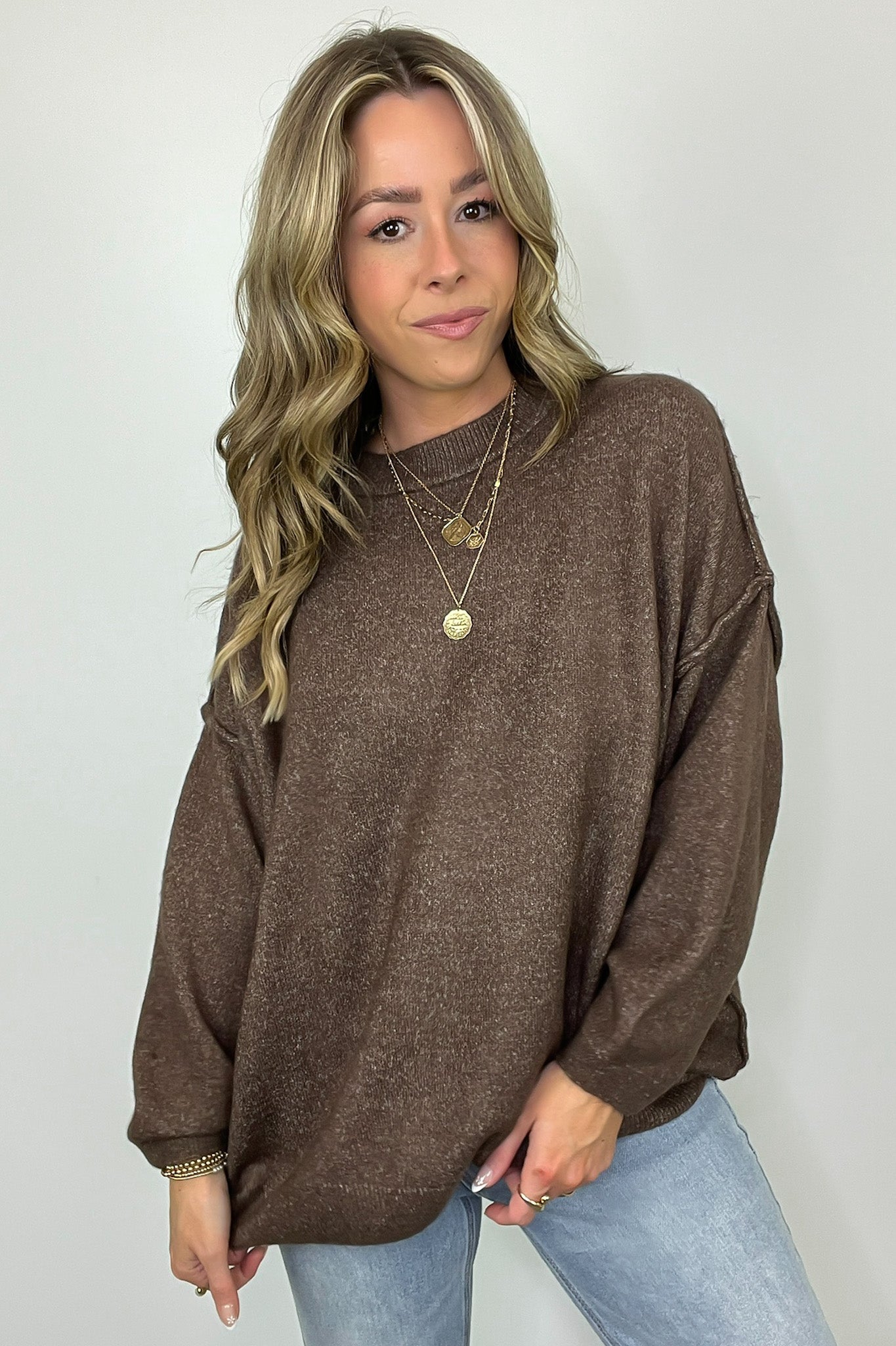  Cozy Midnights Oversized Round Neck Sweater - BACK IN STOCK - Madison and Mallory