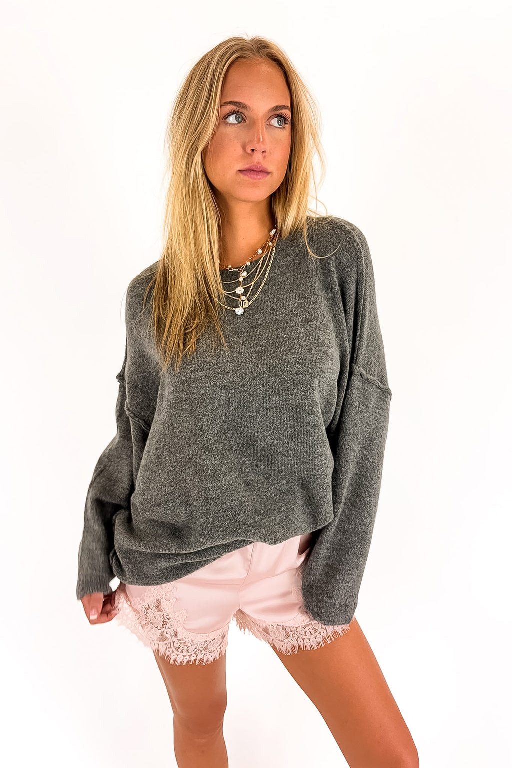 Charcoal / SM Cozy Midnights Oversized Sweater - Madison and Mallory