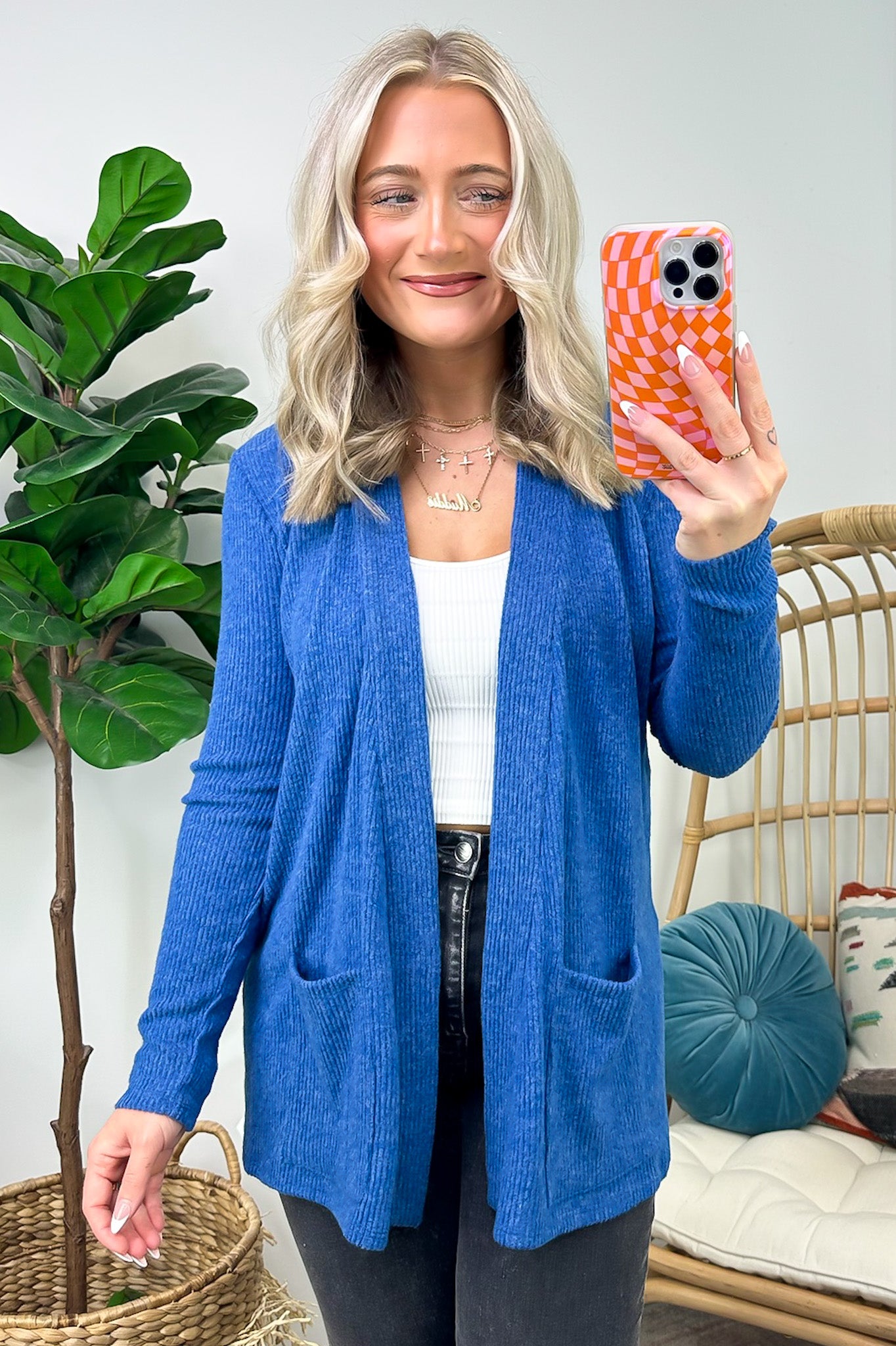  Cozy Simplicity Ribbed Knit Pocket Cardigan - Madison and Mallory