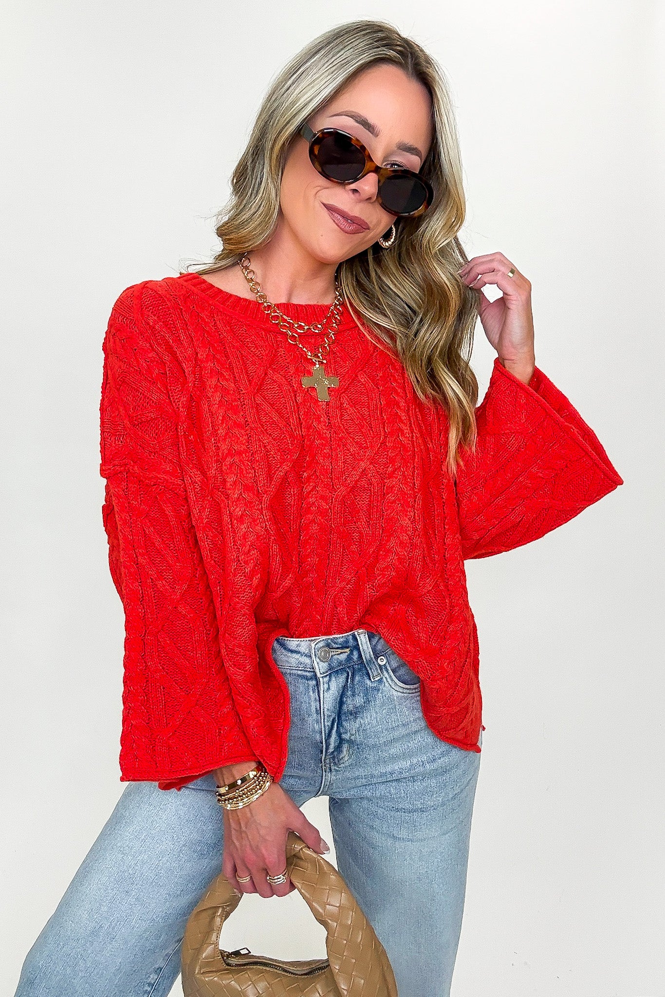 Cozy Thread Relaxed Cable Knit Sweater - FINAL SALE - Madison and Mallory