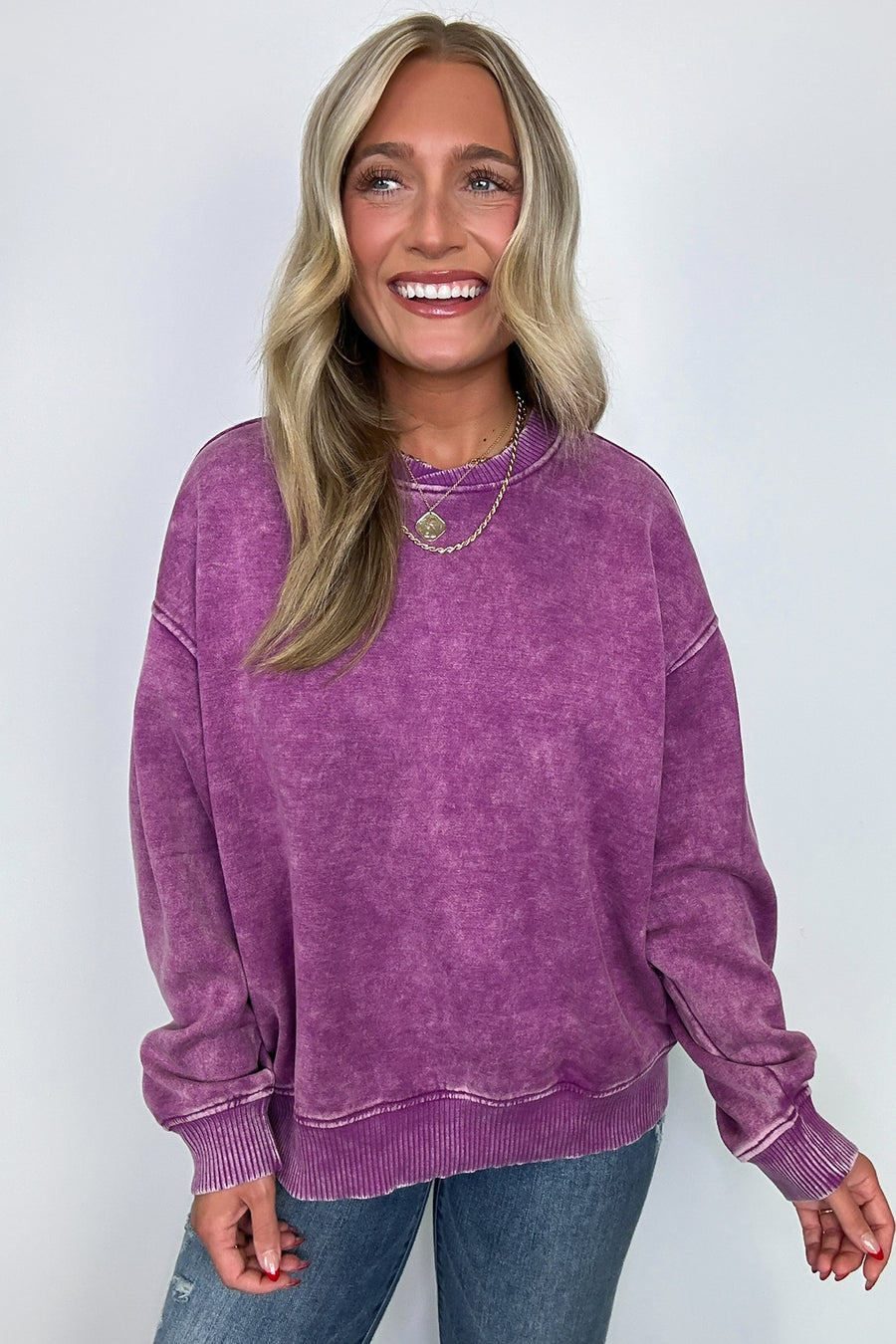 Light Plum / SM Cozy Vibes Acid Wash Oversized Pullover - BACK IN STOCK - Madison and Mallory