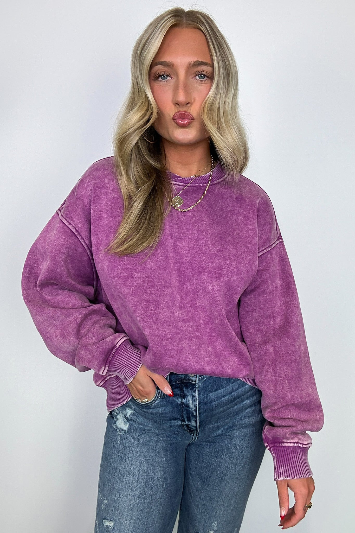  Cozy Vibes Acid Wash Oversized Pullover - BACK IN STOCK - Madison and Mallory