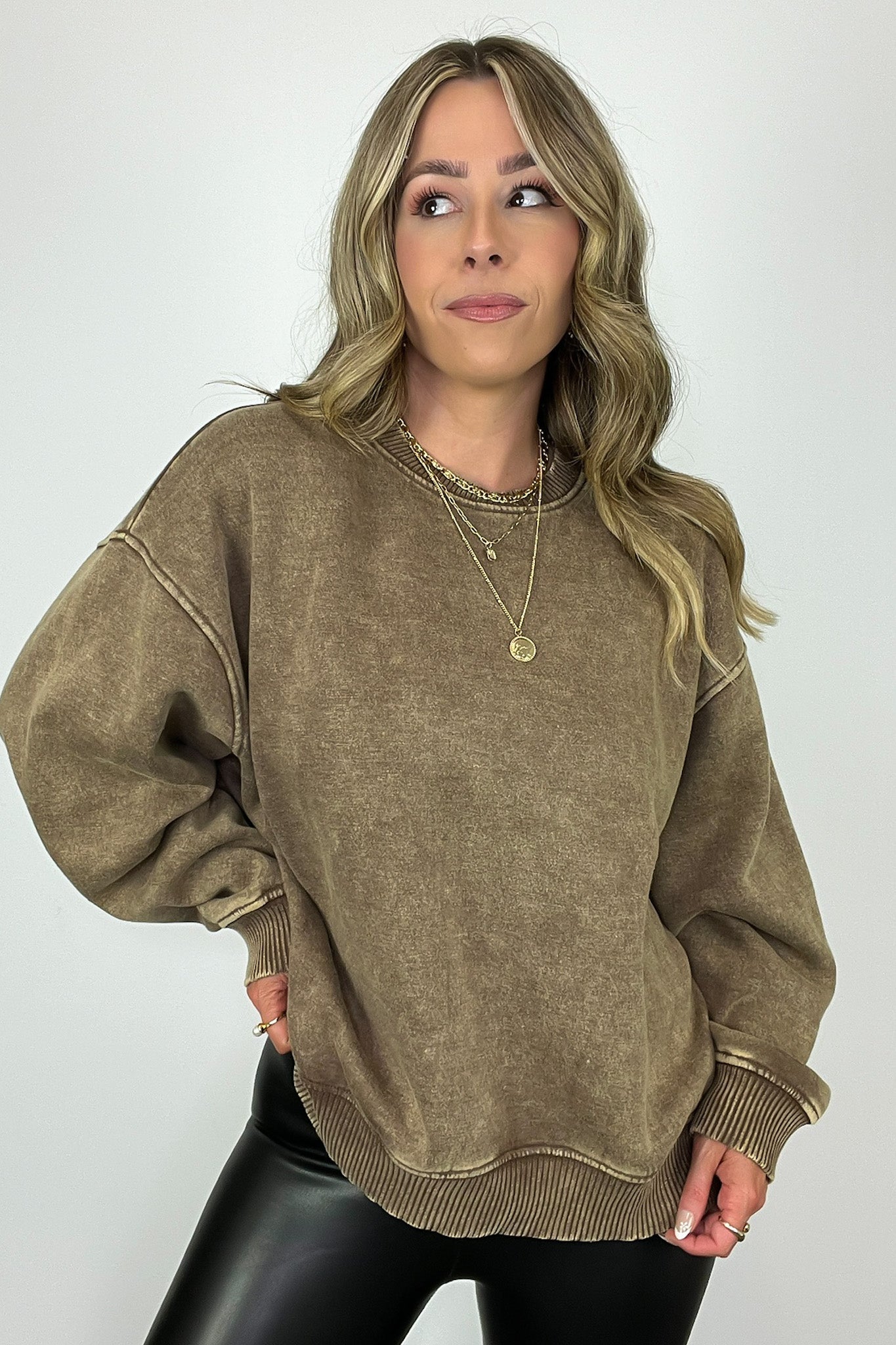  Cozy Vibes Acid Wash Oversized Pullover - BACK IN STOCK - Madison and Mallory