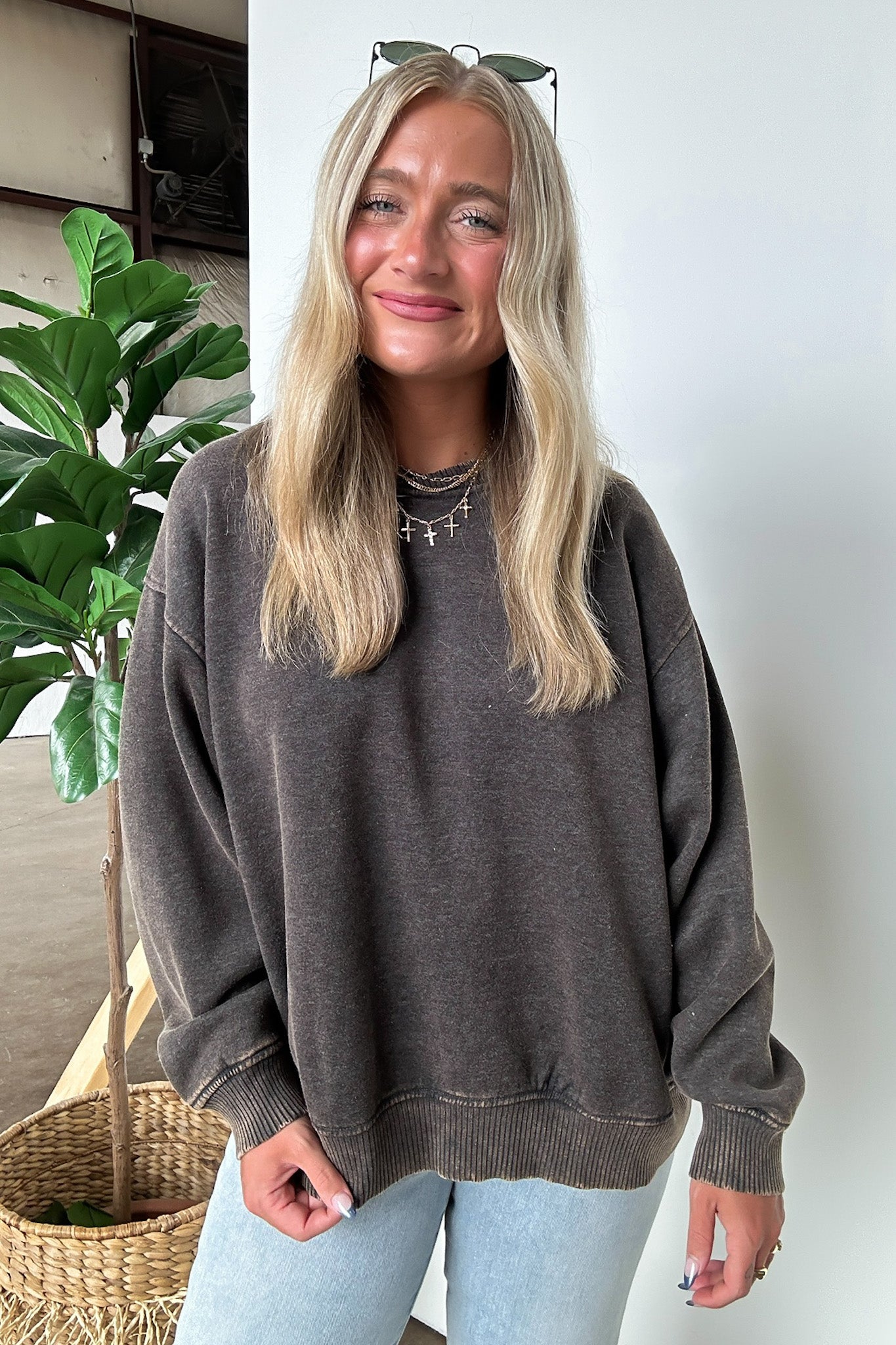 Ash Black / SM Cozy Vibes Acid Wash Oversized Pullover - BACK IN STOCK - Madison and Mallory