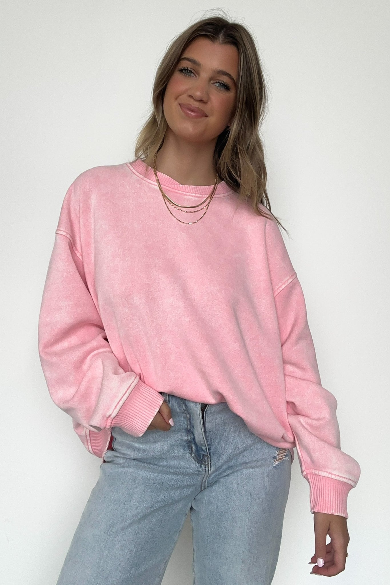 Dark Pink / SM Cozy Vibes Acid Wash Oversized Pullover - BACK IN STOCK - Madison and Mallory