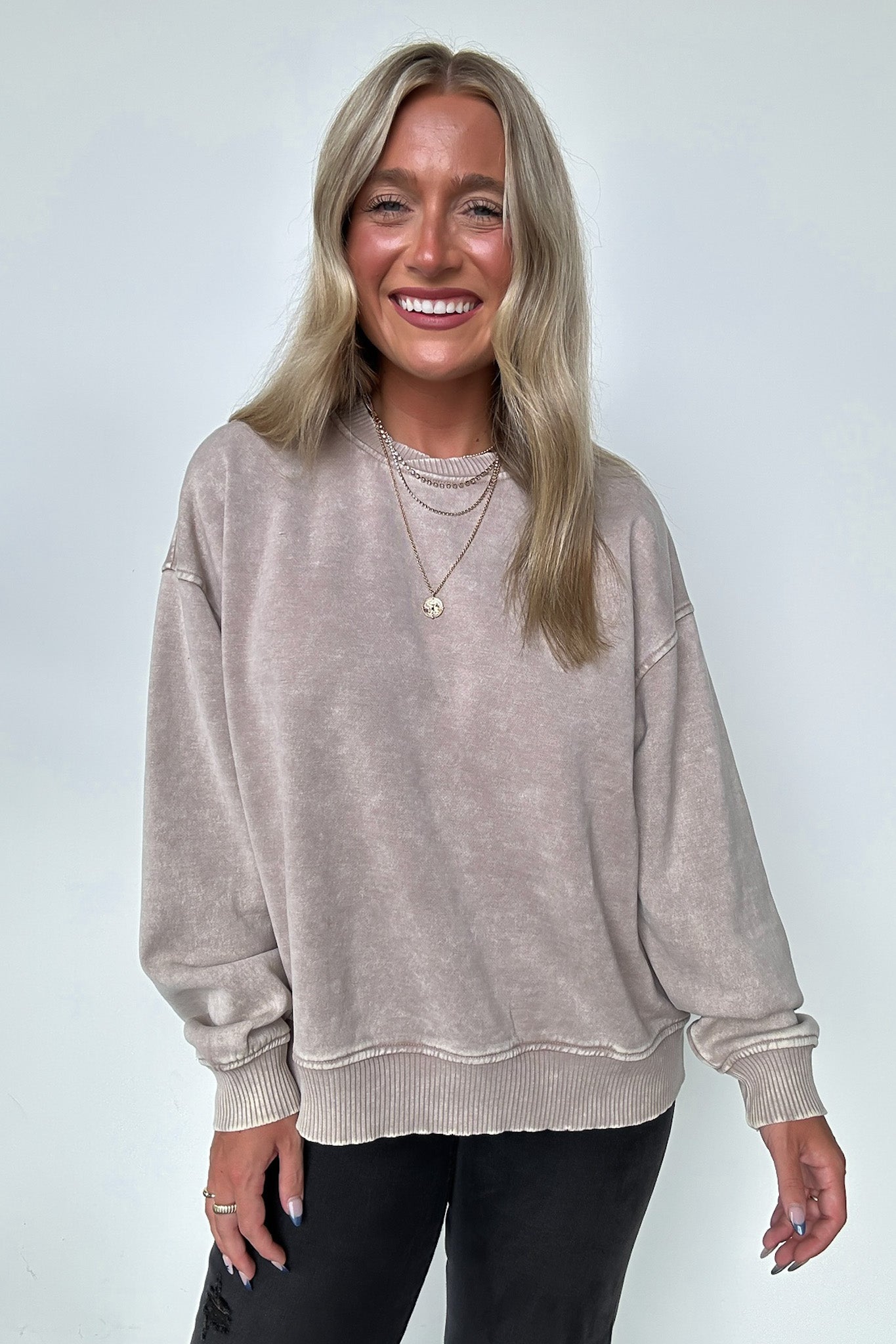 Ash Mocha / SM Cozy Vibes Acid Wash Oversized Pullover - BACK IN STOCK - Madison and Mallory