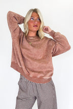 Rust / SM Cozy Vibes Acid Wash Oversized Pullover - Madison and Mallory