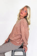 Cozy Vibes Acid Wash Oversized Pullover - Madison and Mallory