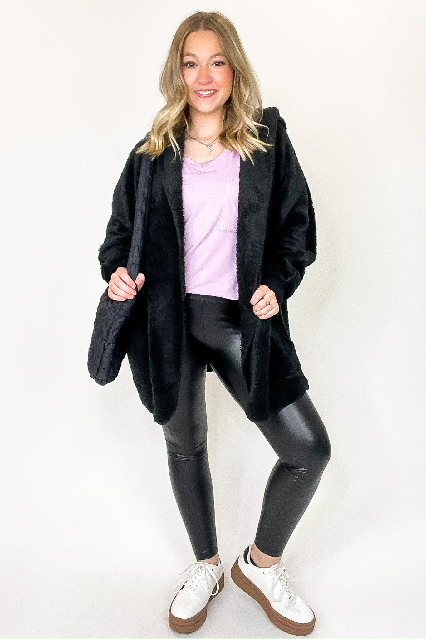 Cozy Crest Hooded Faux Fur Jacket