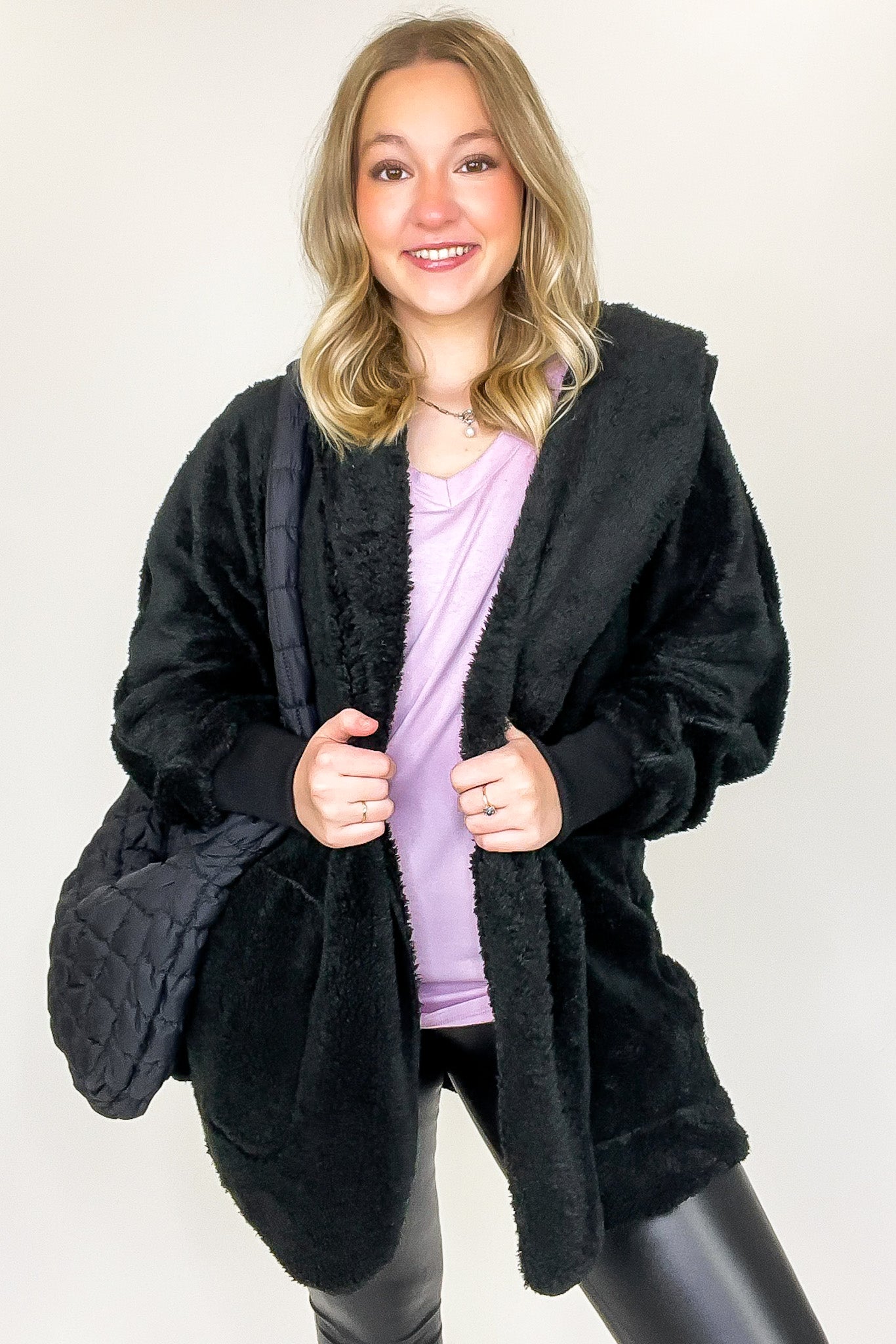 Cozy Crest Hooded Faux Fur Jacket