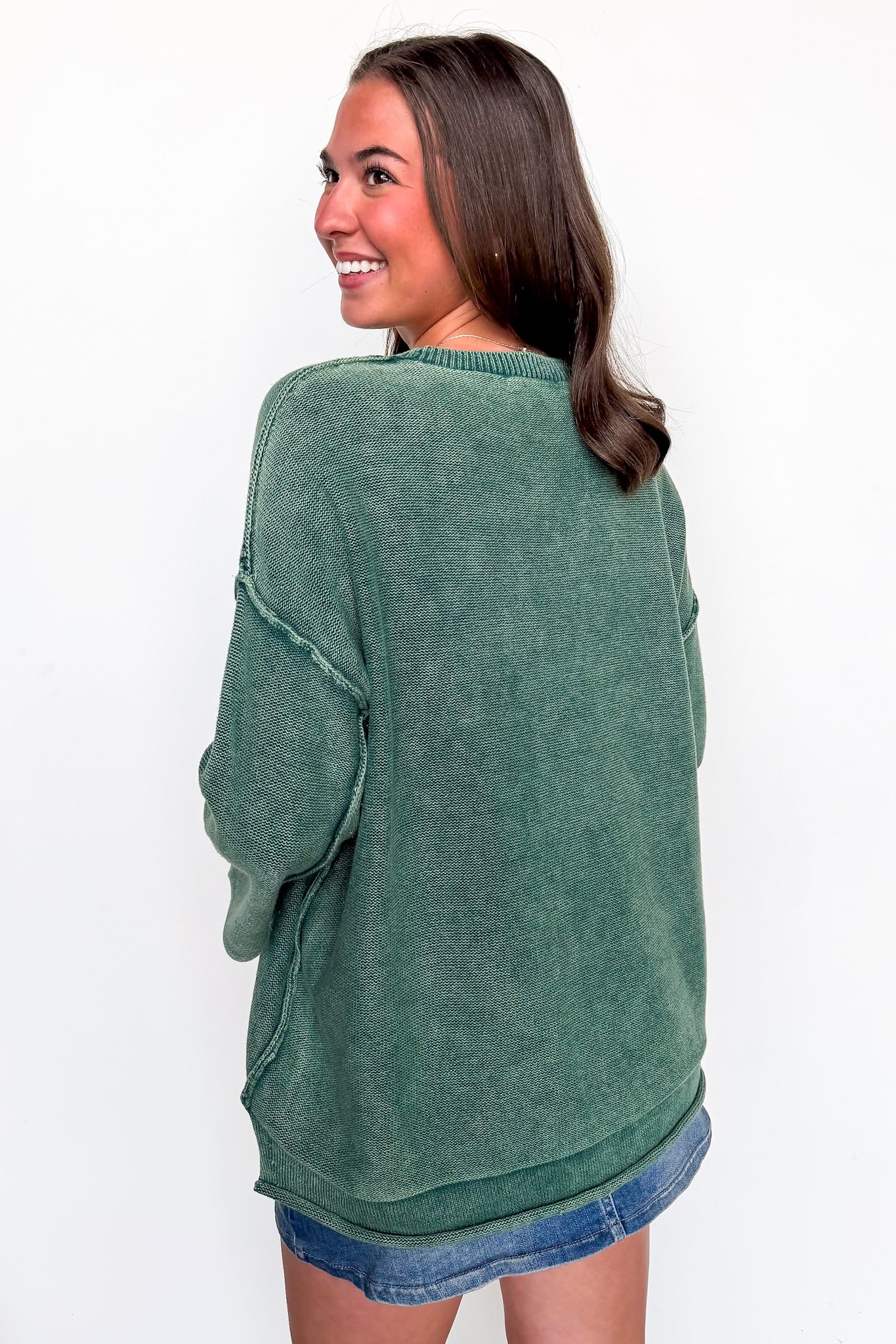 Cozy Fade Washed 3/4 Sleeve Relaxed Sweater - BACK IN STOCK
