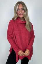 Cozy Harmony Brushed Melange Knit Cowl Neck Poncho Sweater - FINAL SALE - Madison and Mallory