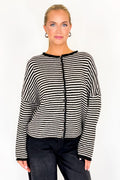 Black / S Cozy Line Stripe Button Down Cardigan - Madison and Mallory