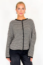 Black / S Cozy Line Stripe Button Down Cardigan - Madison and Mallory