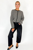 Cozy Line Stripe Button Down Cardigan - Madison and Mallory
