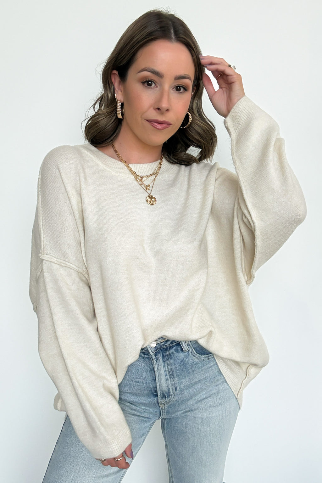 Sand Beige / SM Cozy Midnights Oversized Sweater - Madison and Mallory