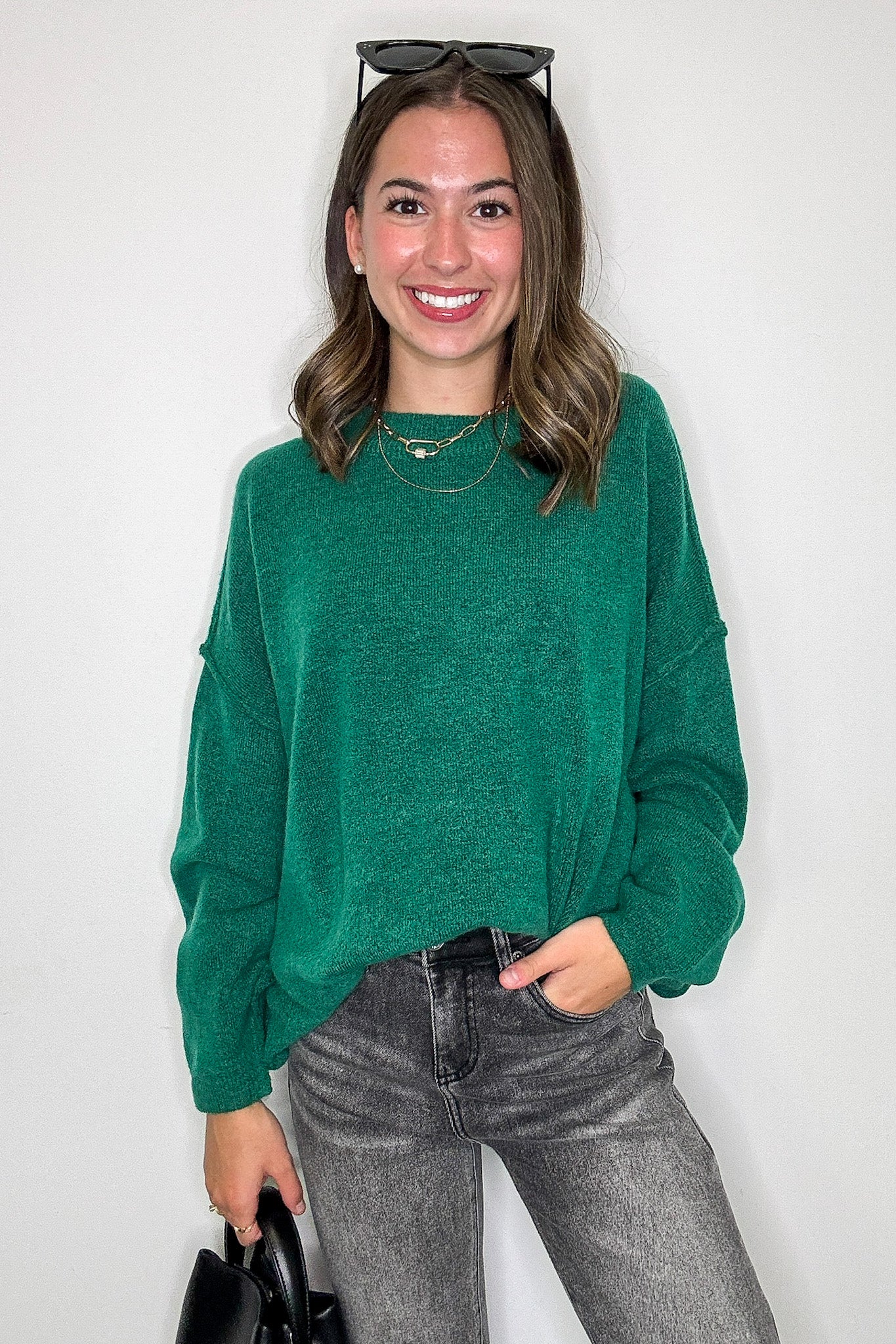 Cozy Midnights Oversized Round Neck Sweater - BACK IN STOCK - Madison and Mallory