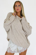 Heather Beige / SM Cozy Midnights Oversized Sweater - Madison and Mallory