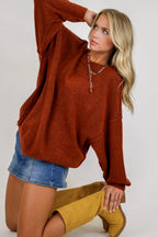 Heather Rust / SM Cozy Midnights Oversized Sweater - Madison and Mallory
