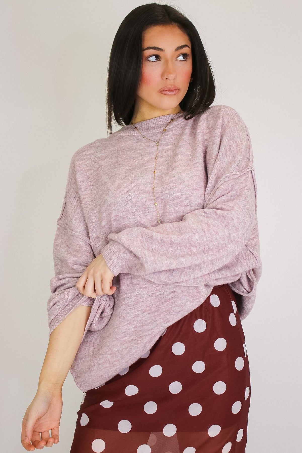 Pink Gray / SM Cozy Midnights Oversized Sweater - Madison and Mallory